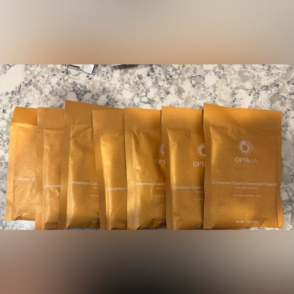 OPTAVIA INDIVIDUALLY WRAPPED CINNAMON CREAM CHEESE SWIRL CAKE MIX. 7 total.